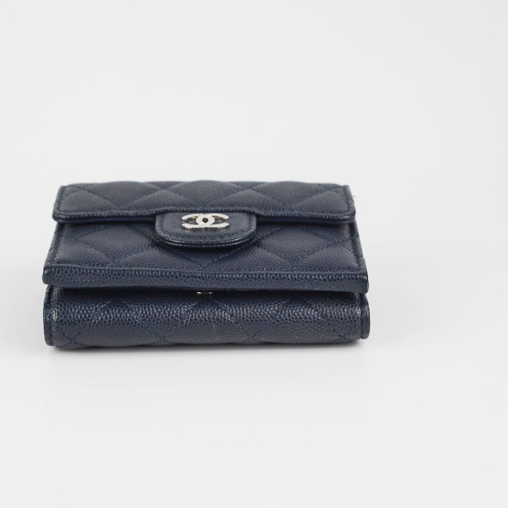 Top Quality Chanel Caviar Compact Wallet Navy