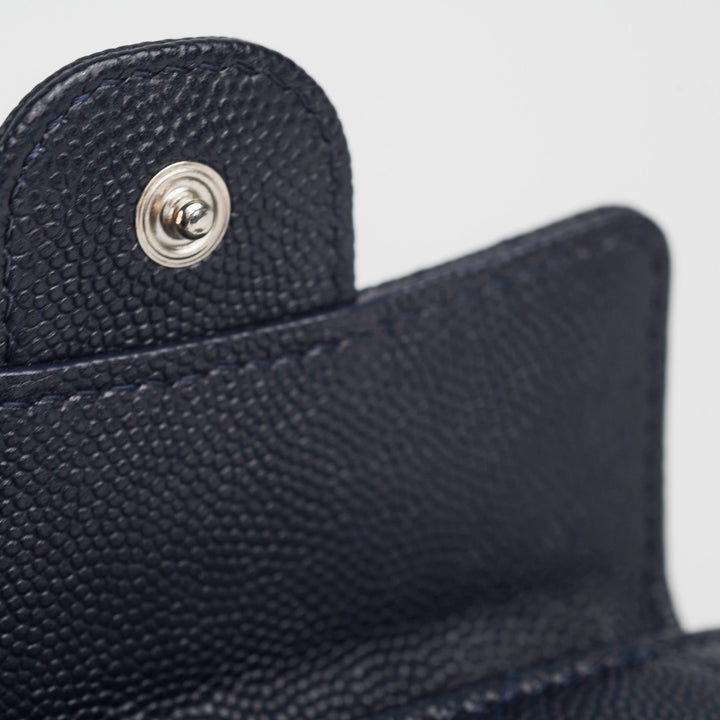 Top Quality Chanel Caviar Compact Wallet Navy