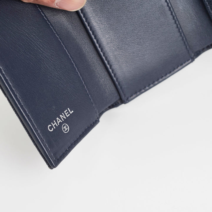 Top Quality Chanel Caviar Compact Wallet Navy