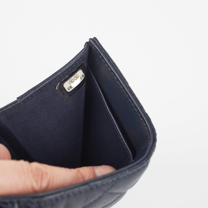 Top Quality Chanel Caviar Compact Wallet Navy