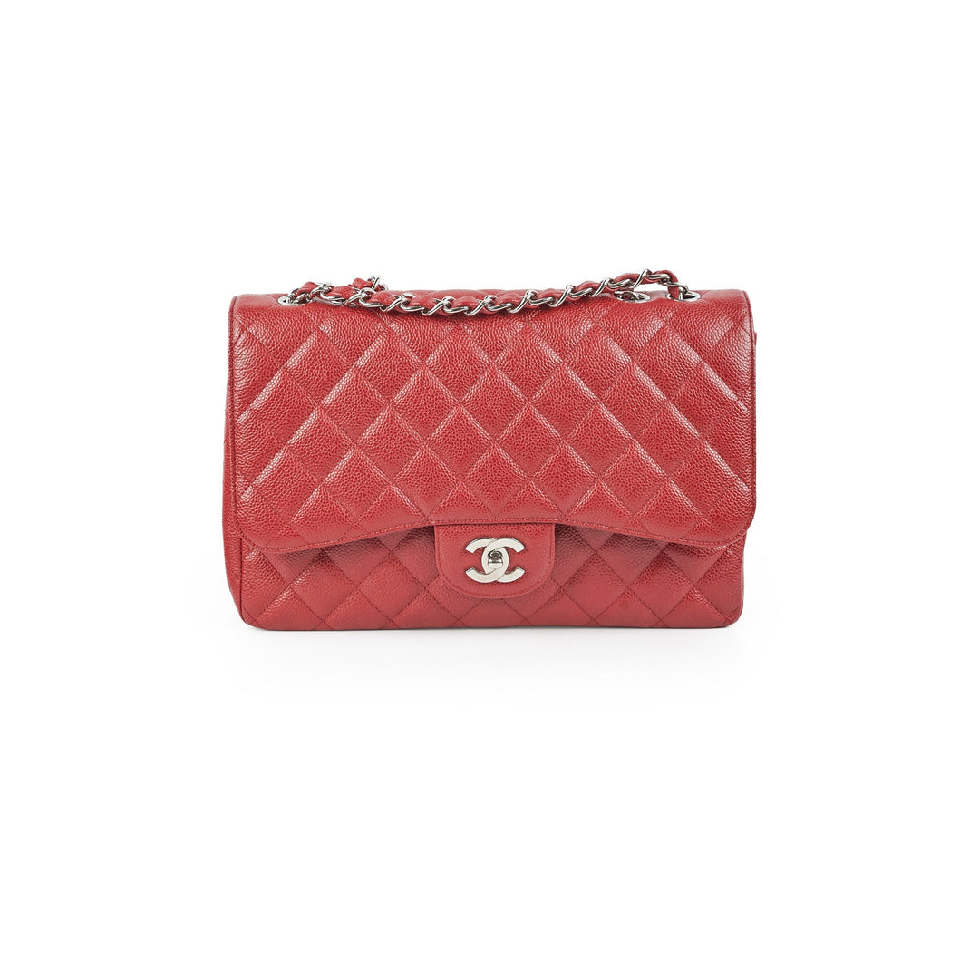 Top Quality Chanel Classic Jumbo Single Flap Caviar Red - Series 12