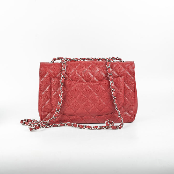 Top Quality Chanel Classic Jumbo Single Flap Caviar Red - Series 12