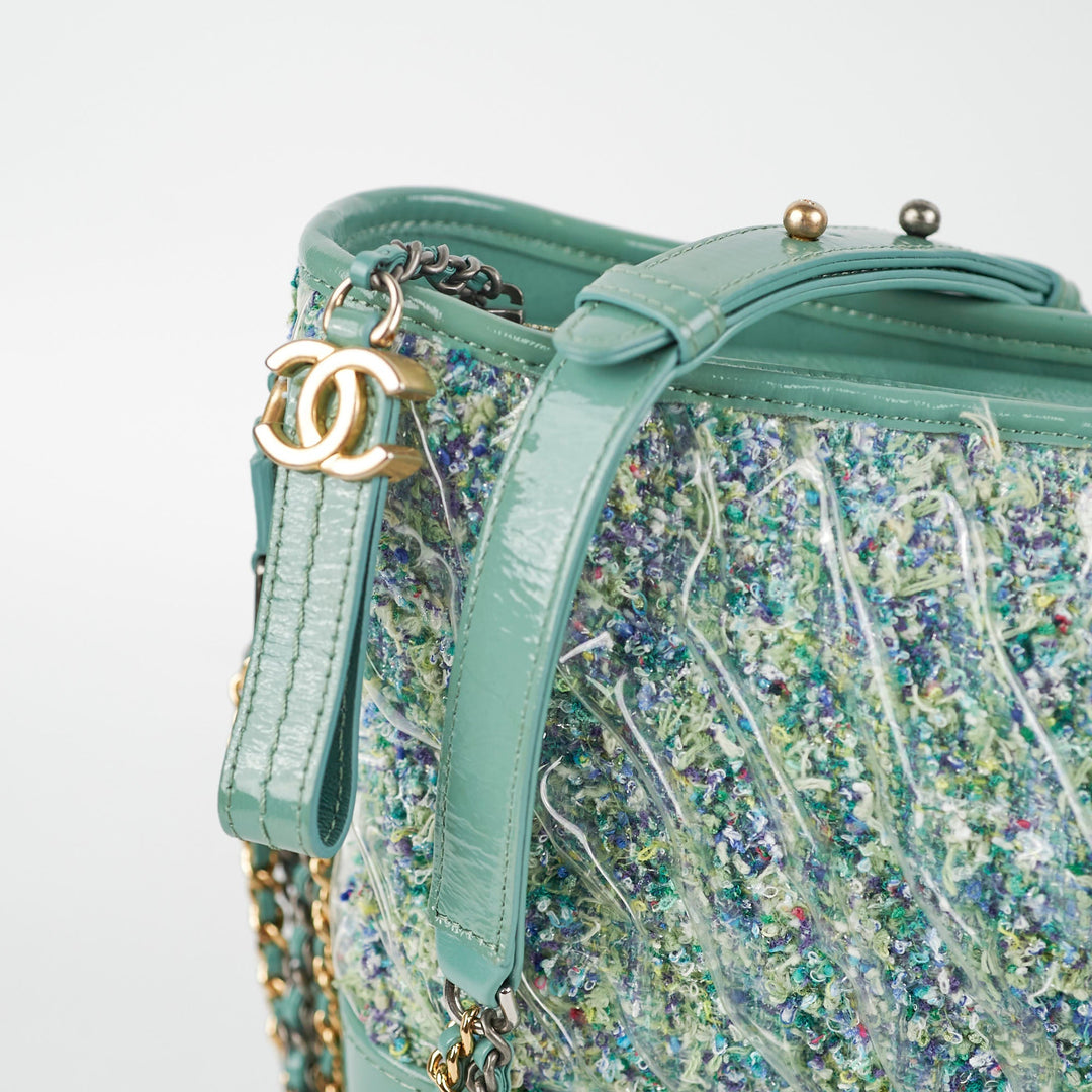 Top Quality Chanel Medium Gabrielle Green Tweed/PVC- Series 25