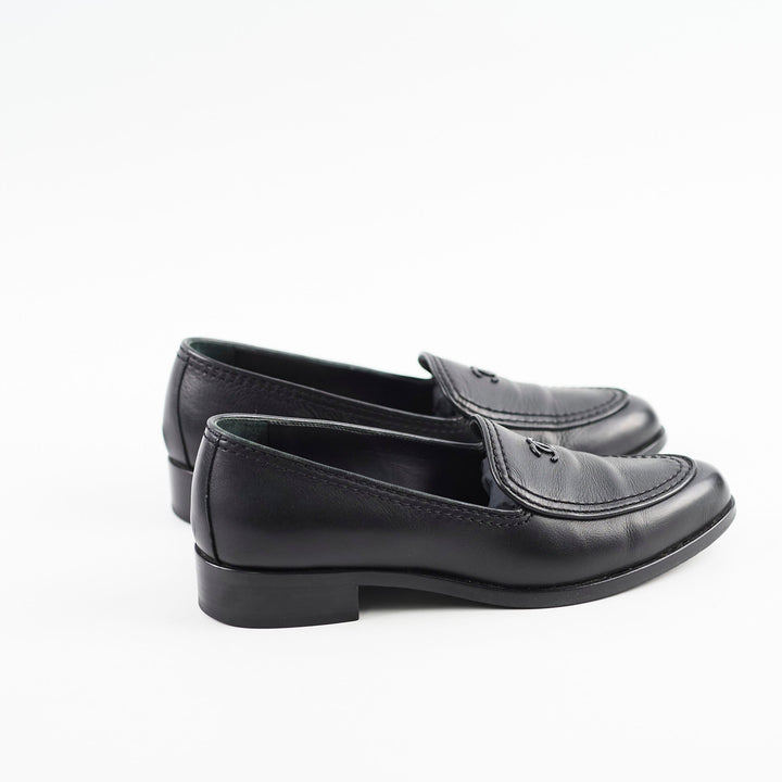 Top Quality Chanel Leather Loafers Black Size 36C