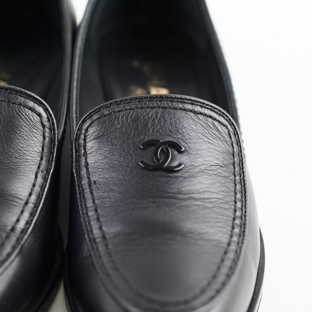 Top Quality Chanel Leather Loafers Black Size 36C