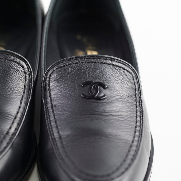Top Quality Chanel Leather Loafers Black Size 36C