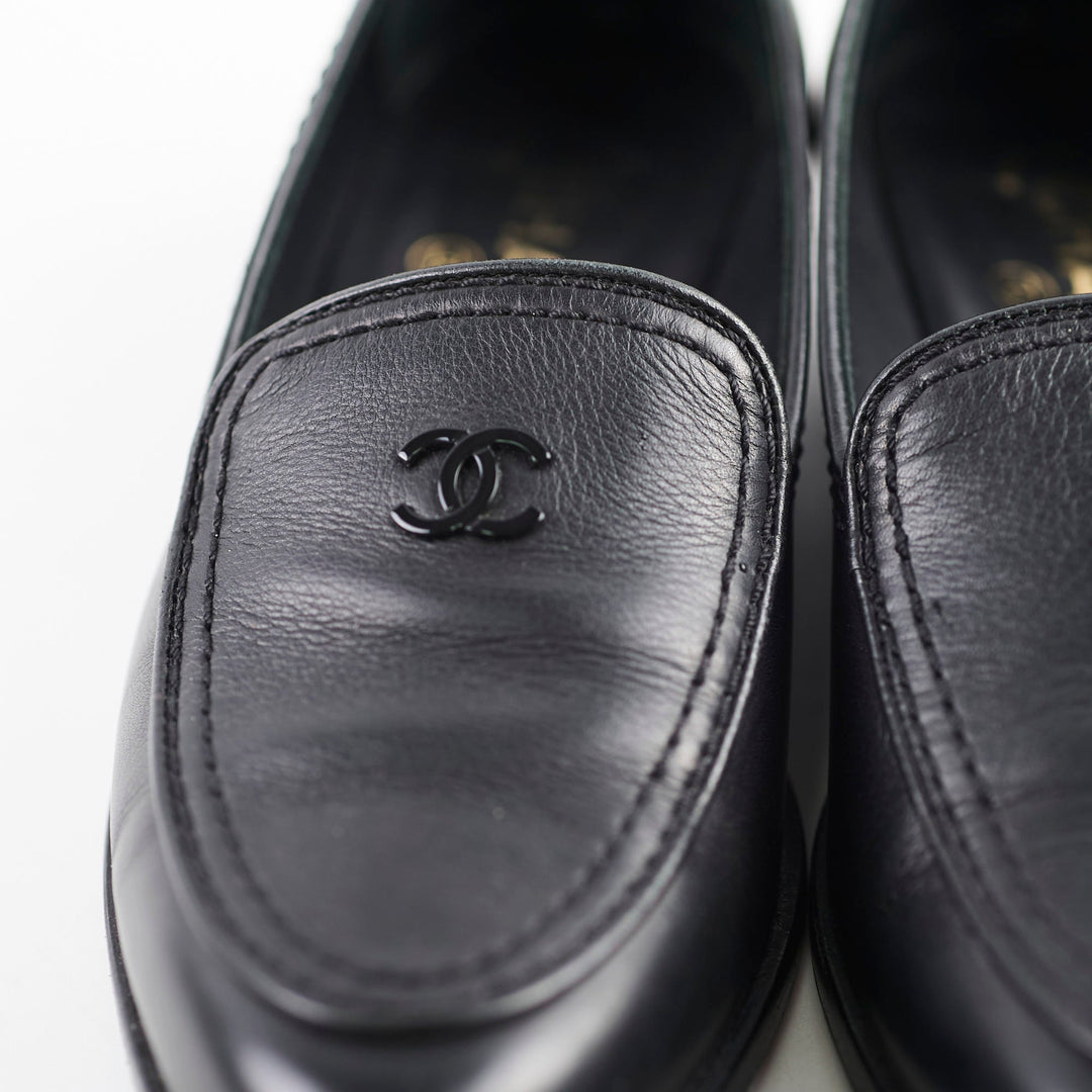 Top Quality Chanel Leather Loafers Black Size 36C