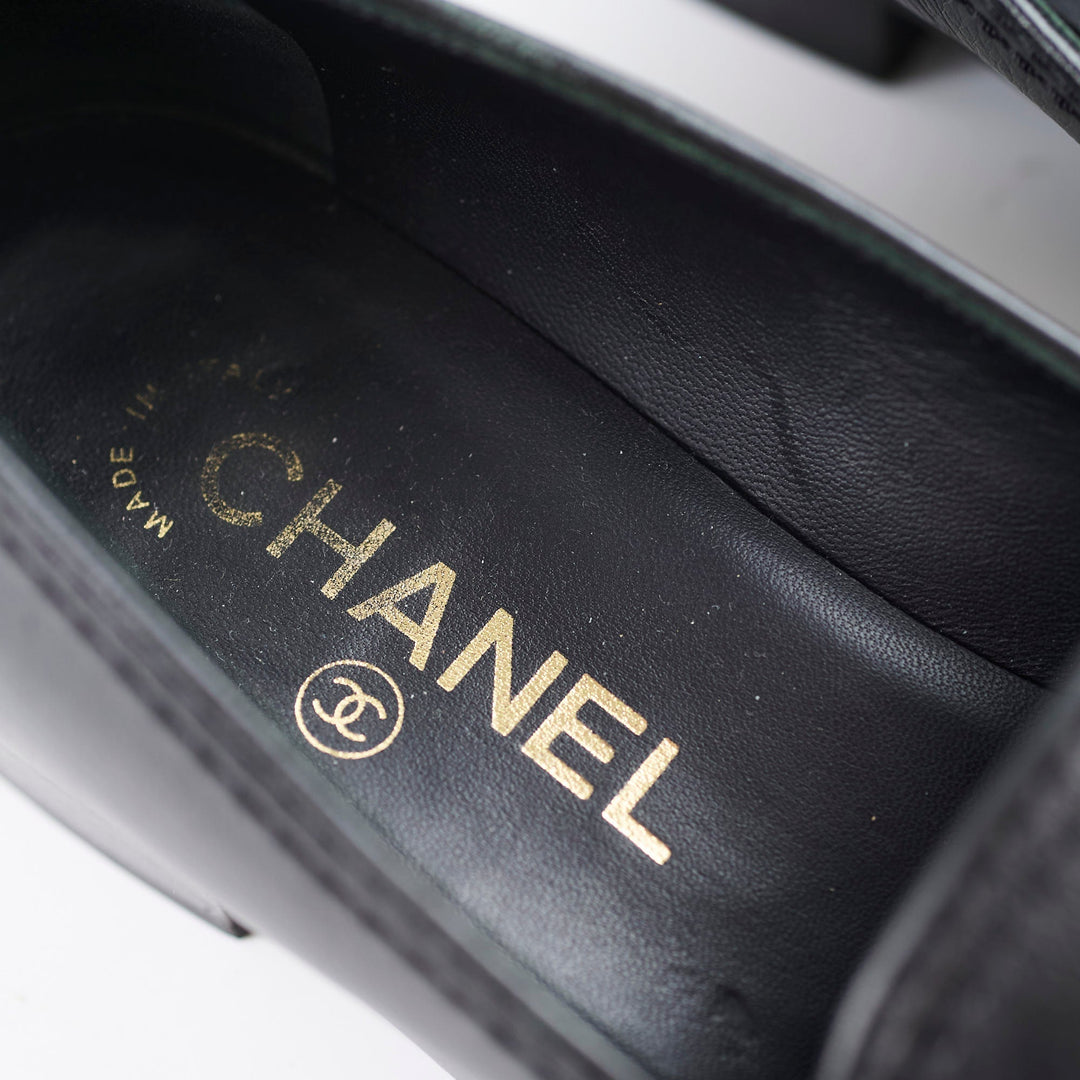 Top Quality Chanel Leather Loafers Black Size 36C