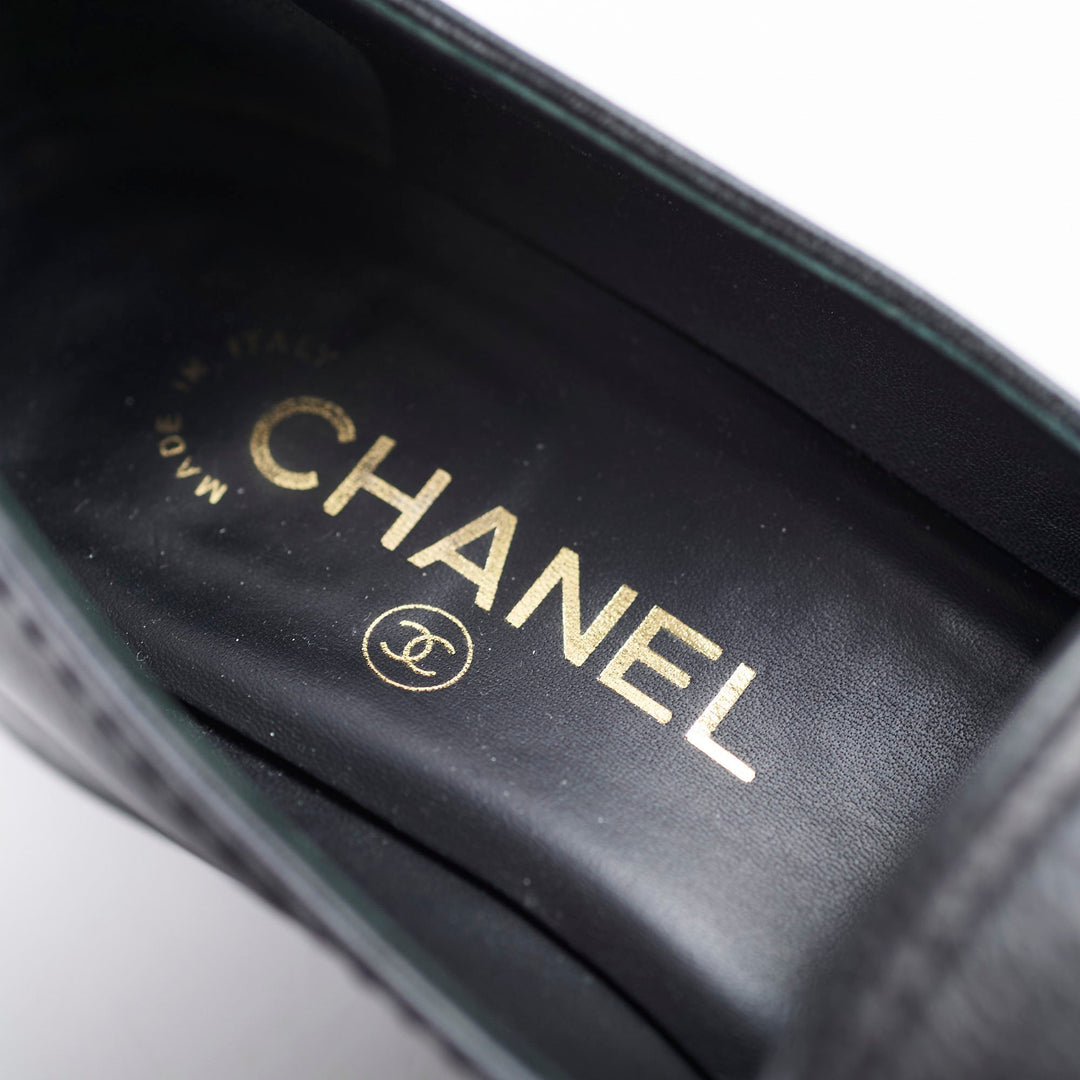Top Quality Chanel Leather Loafers Black Size 36C
