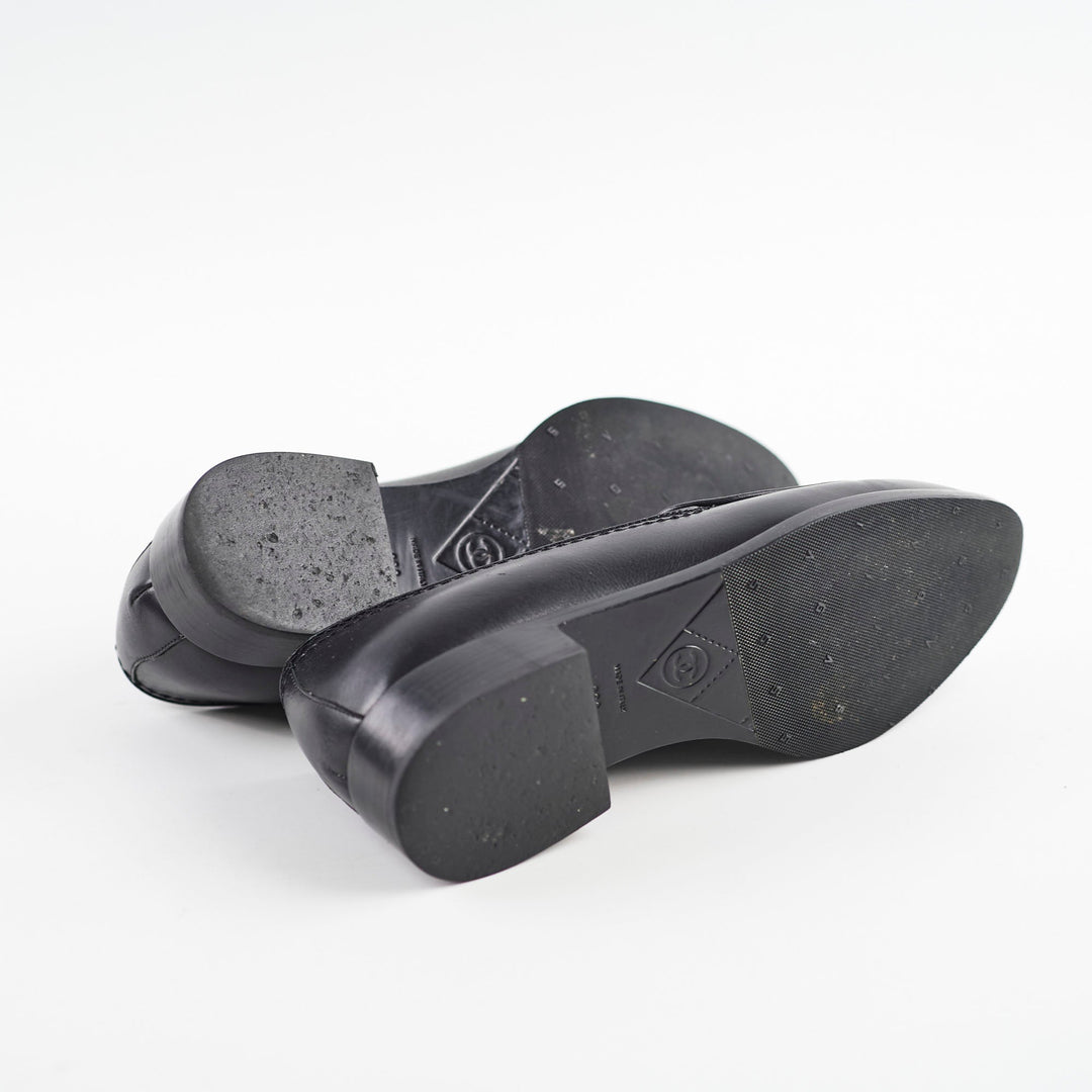 Top Quality Chanel Leather Loafers Black Size 36C