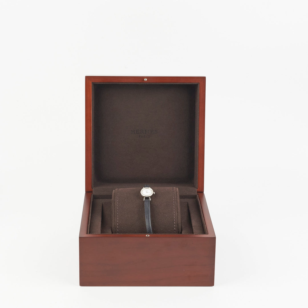 Hermes Faubourg Mini 15mm Watch Navy with 18k White Gold Diamonds