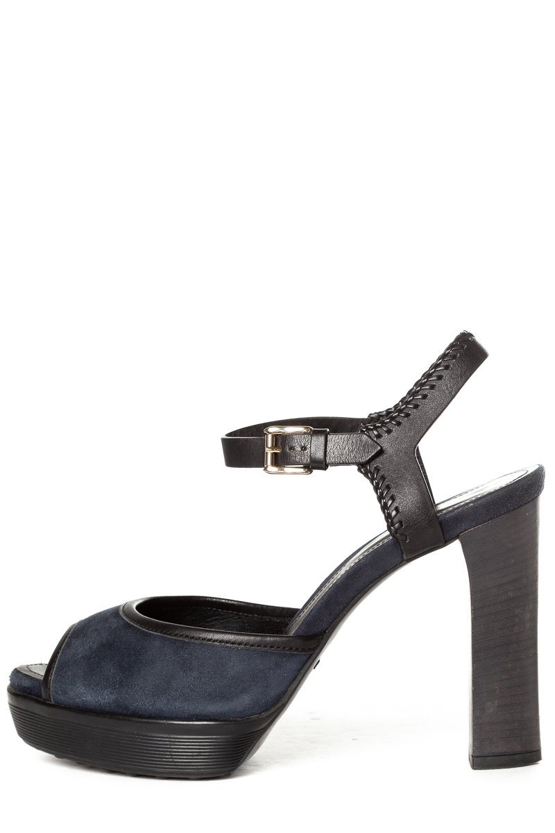 Tod's Navy Suede Platform Sandals 38.5 Sale