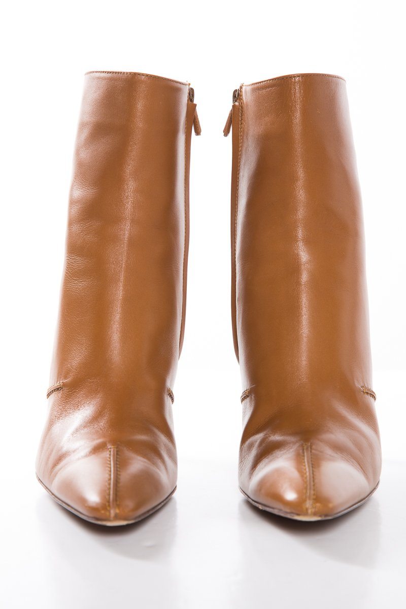 Tods Tan Leather Pointed-Toe Ankle Boots SZ 9.5 Sale