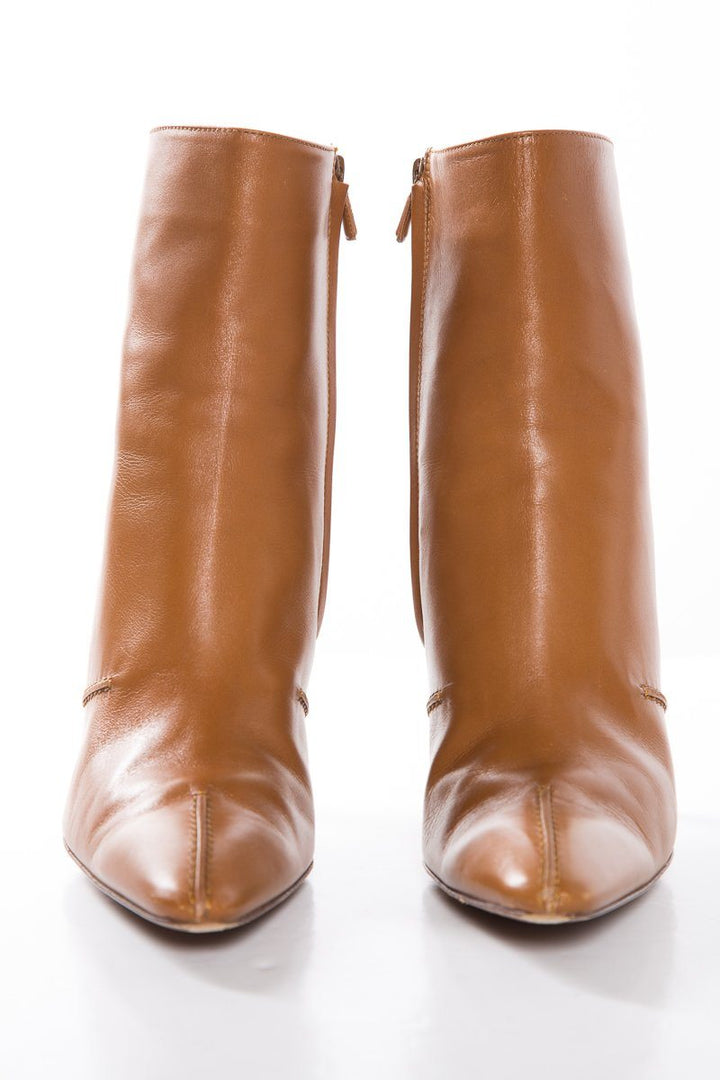 Tods Tan Leather Pointed-Toe Ankle Boots SZ 9.5 Sale
