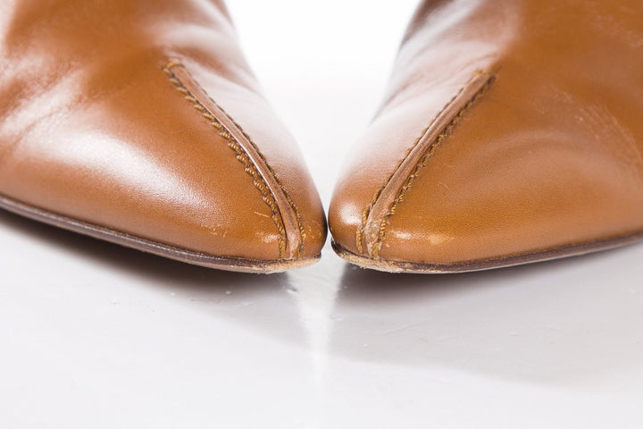 Tods Tan Leather Pointed-Toe Ankle Boots SZ 9.5 Sale