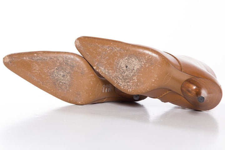 Tods Tan Leather Pointed-Toe Ankle Boots SZ 9.5 Sale