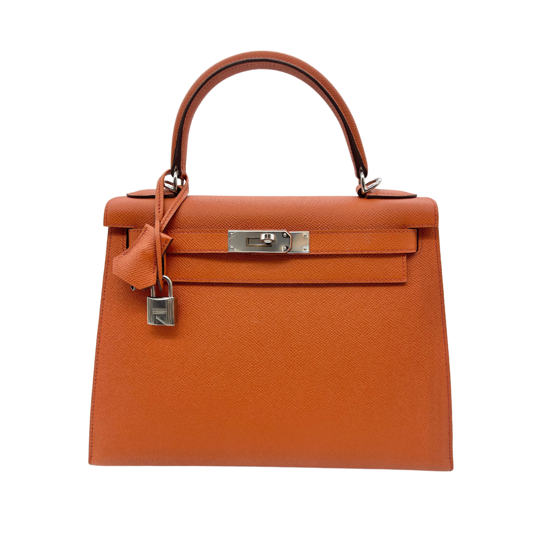 Top quality Hermes Kelly 28 Epsom Potiron Orange Palladium Hardware