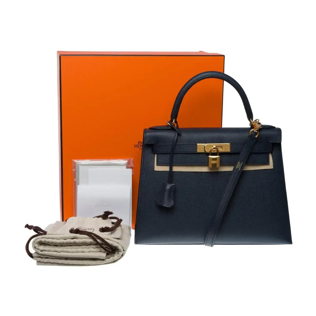 Top quality Hermes Kelly 25 Sellier Epsom Blue Indigo Gold Hardware