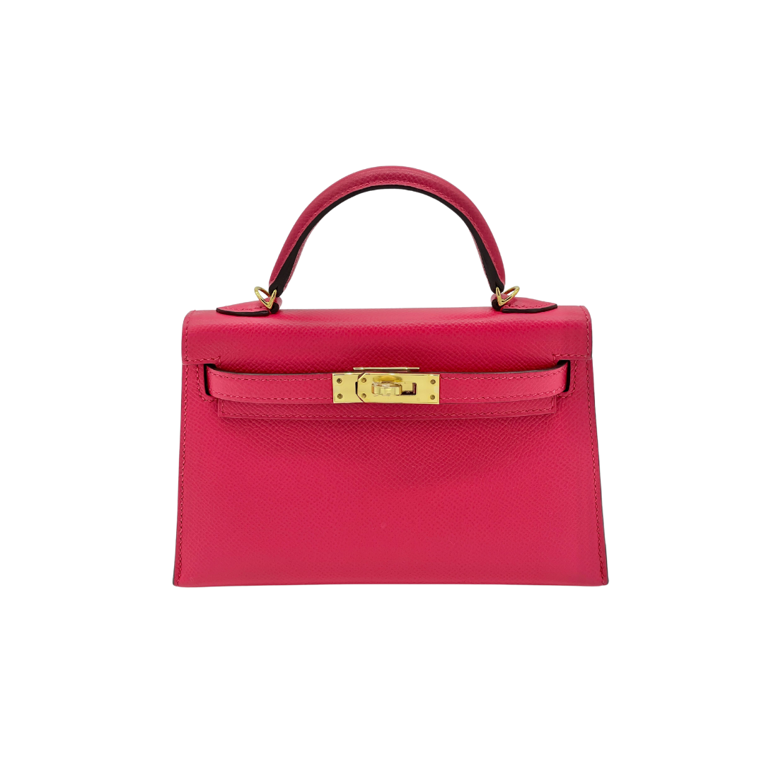 Top quality Hermes Kelly 20 Mini Epsom Rose Extreme Gold Hardware