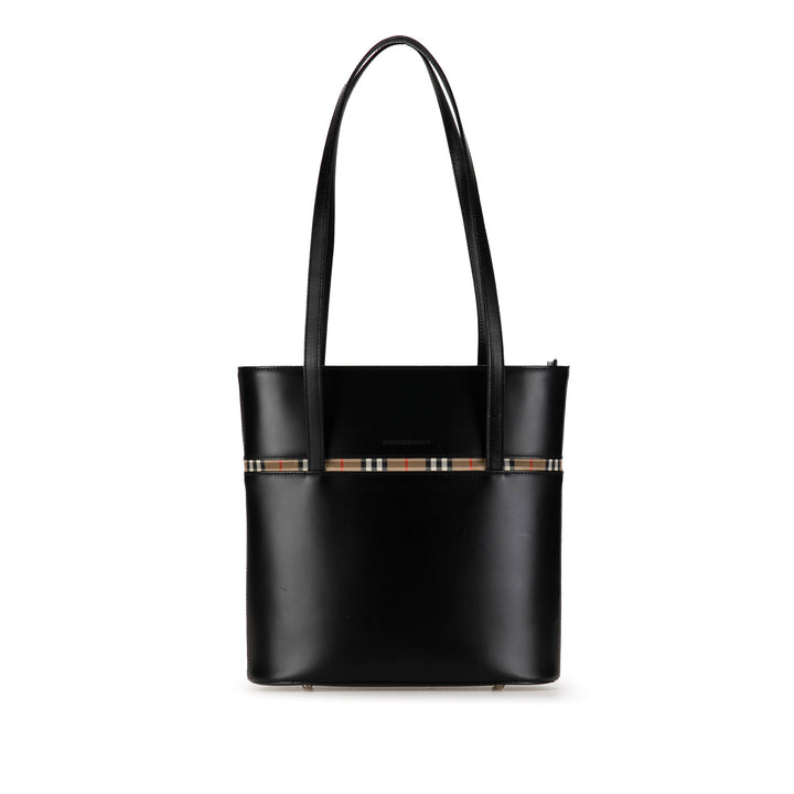 BURBERRY House Check Trimmed Leather Shoulder Bag