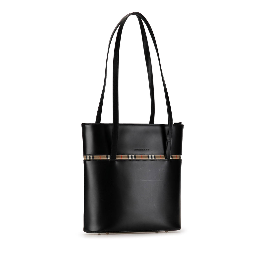 BURBERRY House Check Trimmed Leather Shoulder Bag