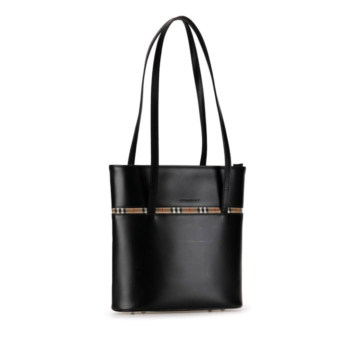 BURBERRY House Check Trimmed Leather Shoulder Bag
