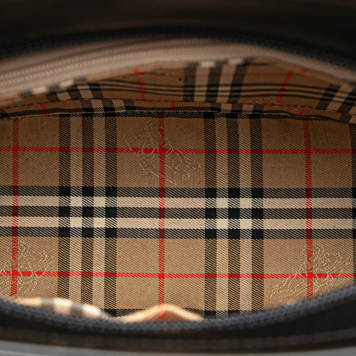 BURBERRY House Check Trimmed Leather Shoulder Bag