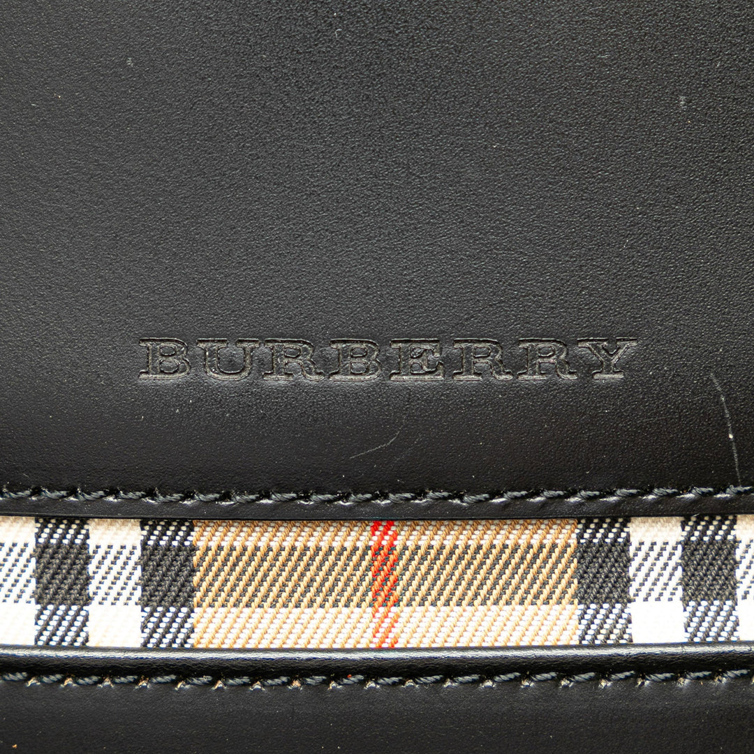 BURBERRY House Check Trimmed Leather Shoulder Bag
