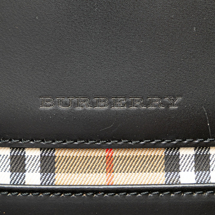BURBERRY House Check Trimmed Leather Shoulder Bag