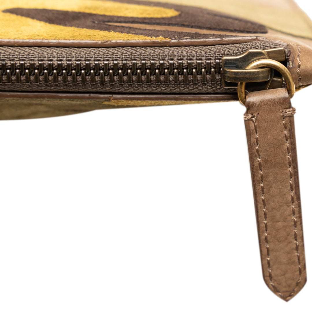BURBERRY Suede Camouflage Patchwork Clutch Clutch Bag