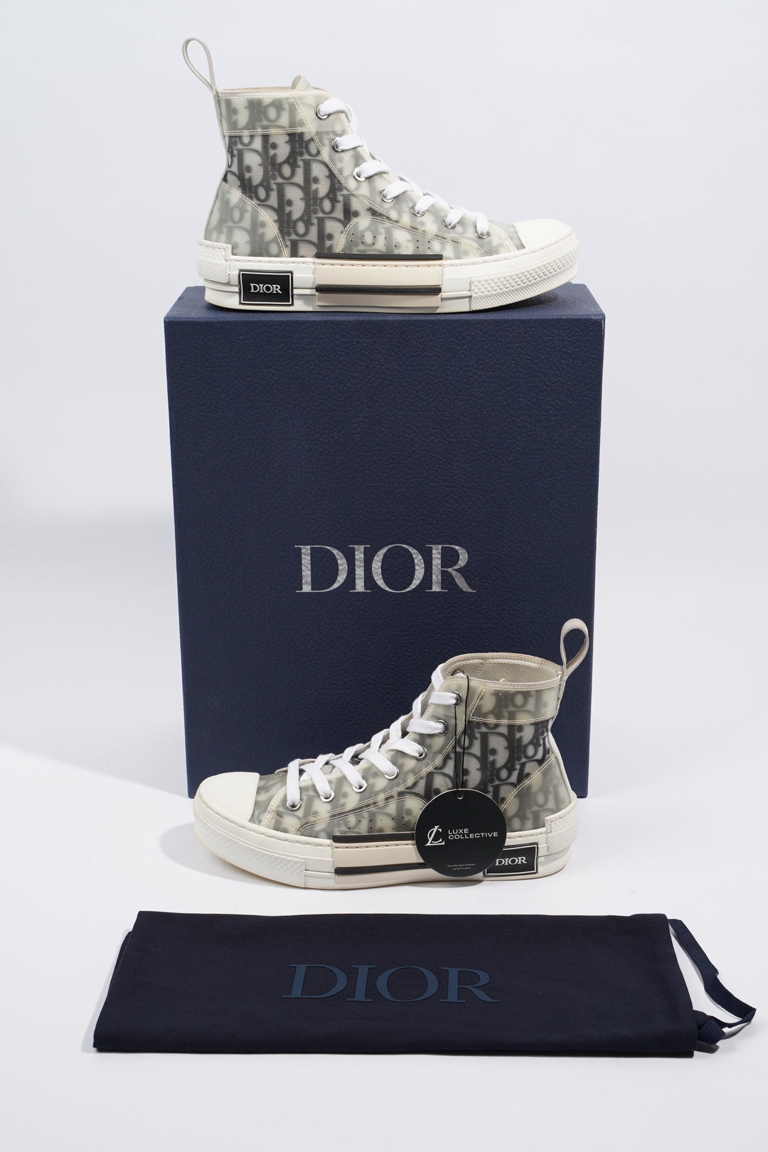 Christian Dior B23 Hightops White / Black Oblique Rubber EU 37.5 UK 4.5