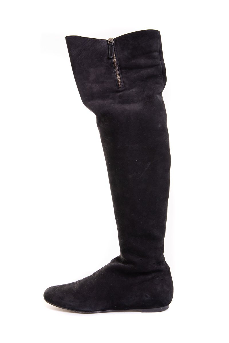 Valentino Black Suede Round-Toe Boots SZ 39.5