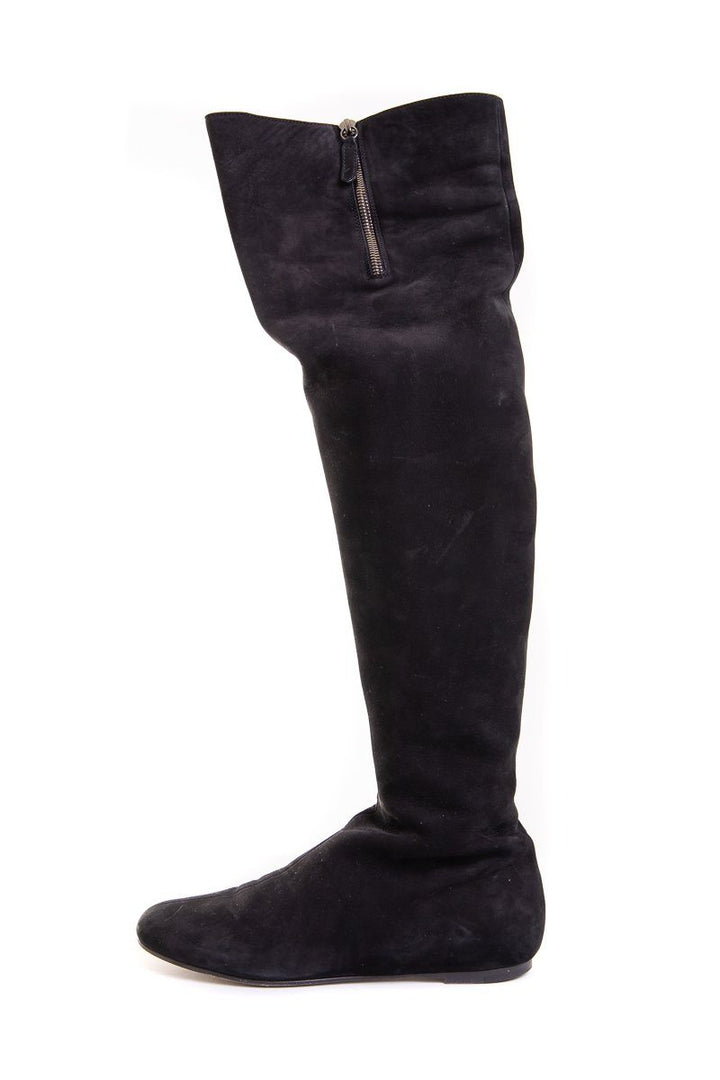 Valentino Black Suede Round-Toe Boots SZ 39.5