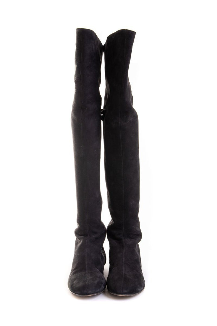 Valentino Black Suede Round-Toe Boots SZ 39.5