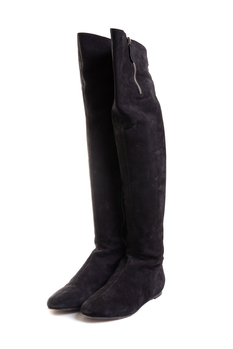 Valentino Black Suede Round-Toe Boots SZ 39.5