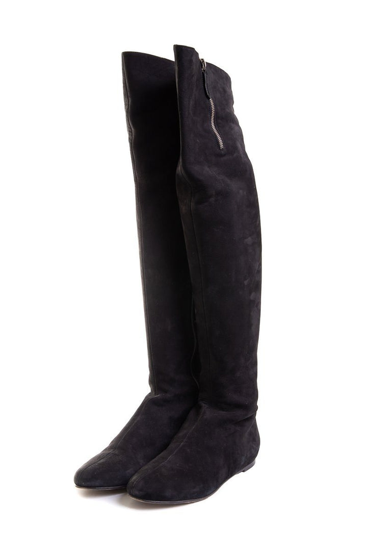 Valentino Black Suede Round-Toe Boots SZ 39.5