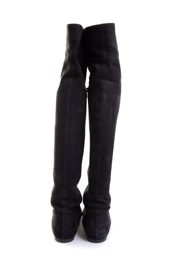 Valentino Black Suede Round-Toe Boots SZ 39.5