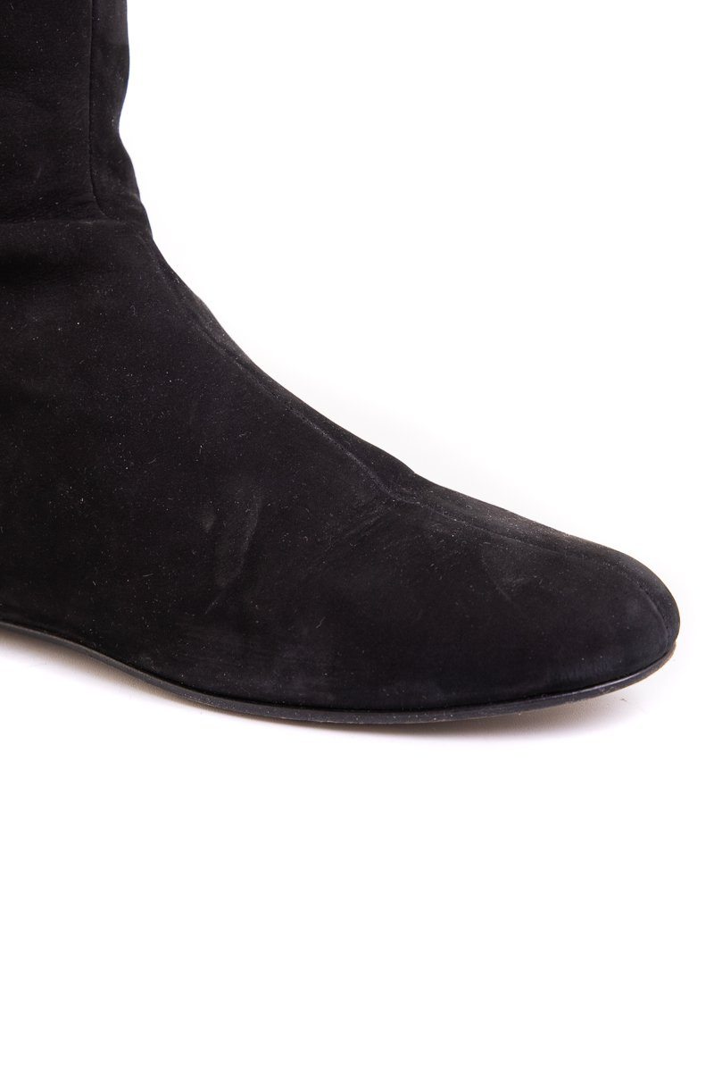 Valentino Black Suede Round-Toe Boots SZ 39.5