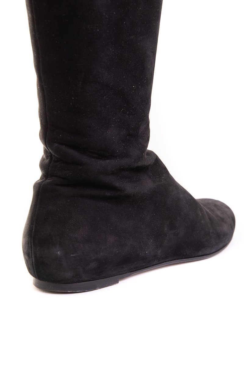 Valentino Black Suede Round-Toe Boots SZ 39.5
