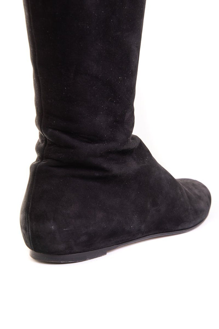 Valentino Black Suede Round-Toe Boots SZ 39.5