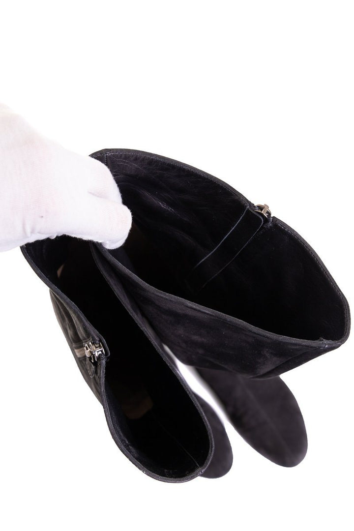Valentino Black Suede Round-Toe Boots SZ 39.5