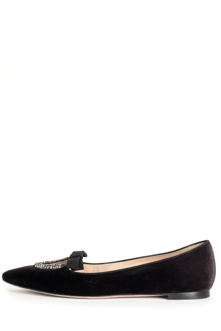 Valentino Black Velvet & Crystal Flats 38