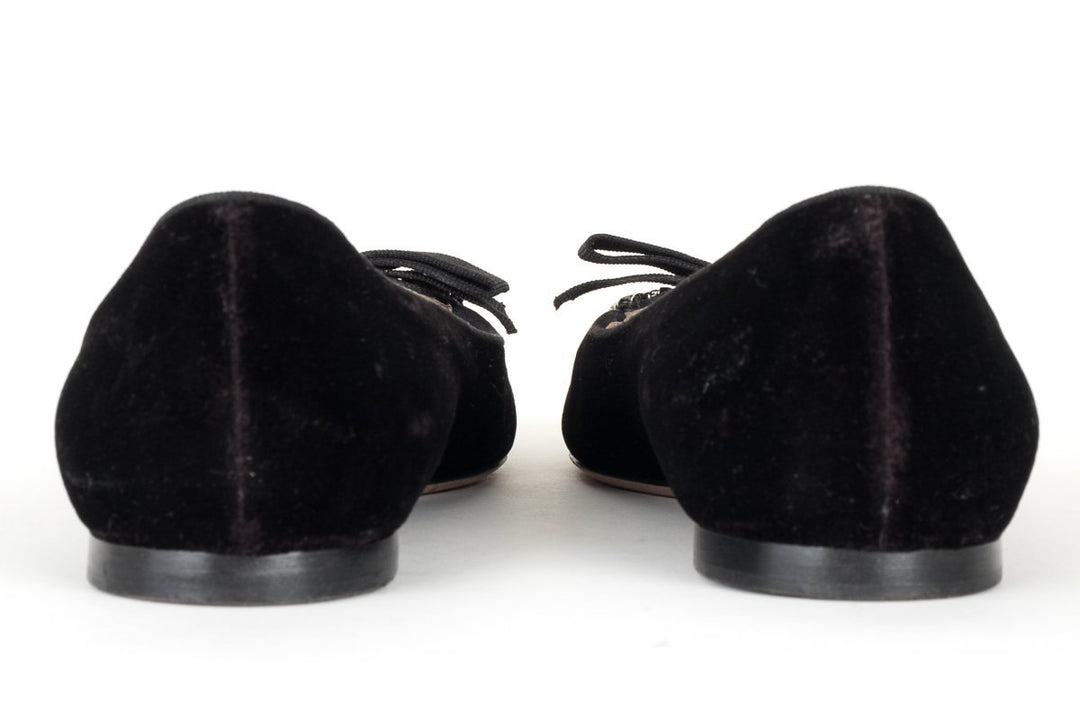 Valentino Black Velvet & Crystal Flats 38