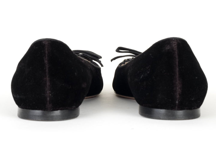 Valentino Black Velvet & Crystal Flats 38