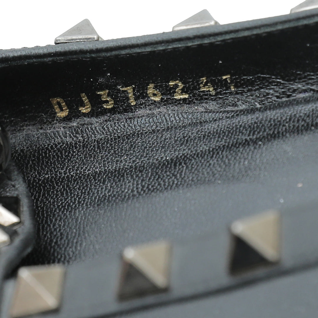 Valentino Black Rockstud Caged Ankle Strap Flat Ballerina 41