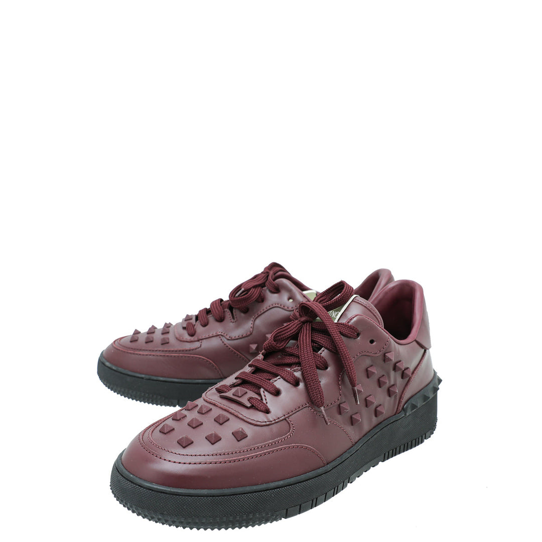 Valentino Burgundy Rock Be Low Top Men Sneakers 45