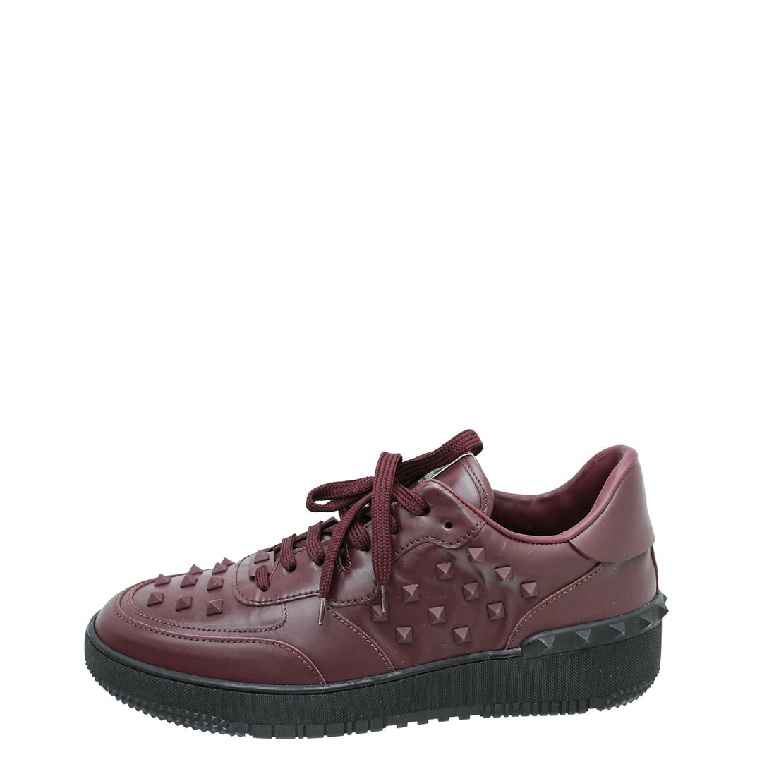 Valentino Burgundy Rock Be Low Top Men Sneakers 45