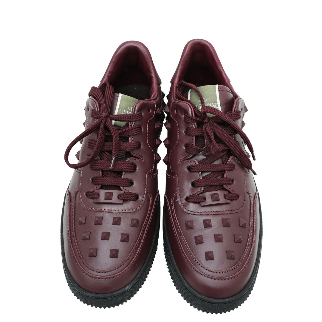 Valentino Burgundy Rock Be Low Top Men Sneakers 45