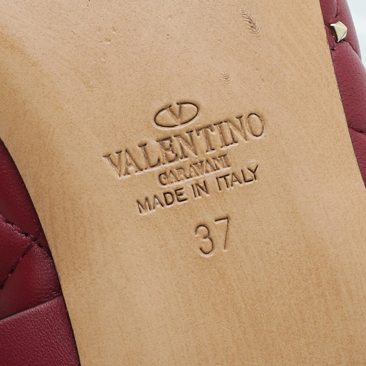 Valentino Burgundy Rockstud Spike Mary Jane Ballet Flats 37