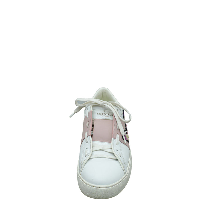Valentino Bicolor Butterfly Embroidered Open Sneaker 37.5